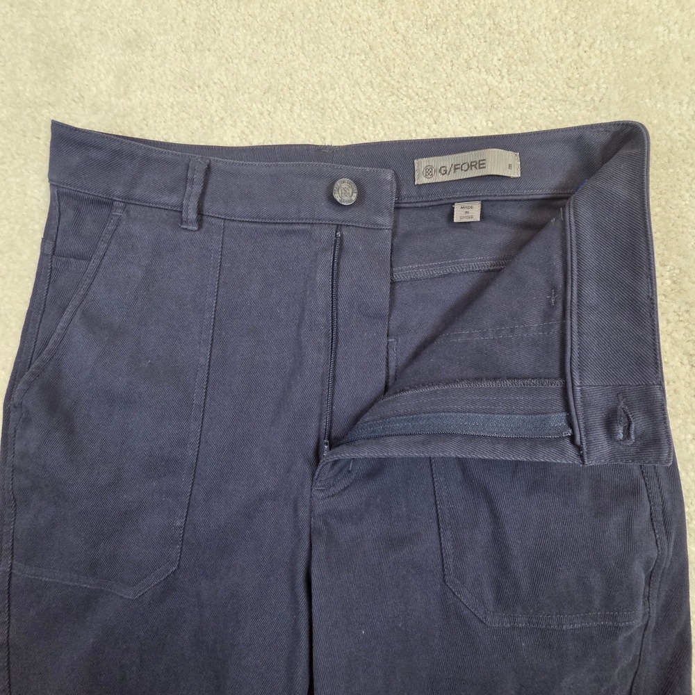 G/FORE Taper Leg Golf Pants Womens 8 Navy Blue Cotton Twill Stretch Slim Fit - Picture 3 of 11
